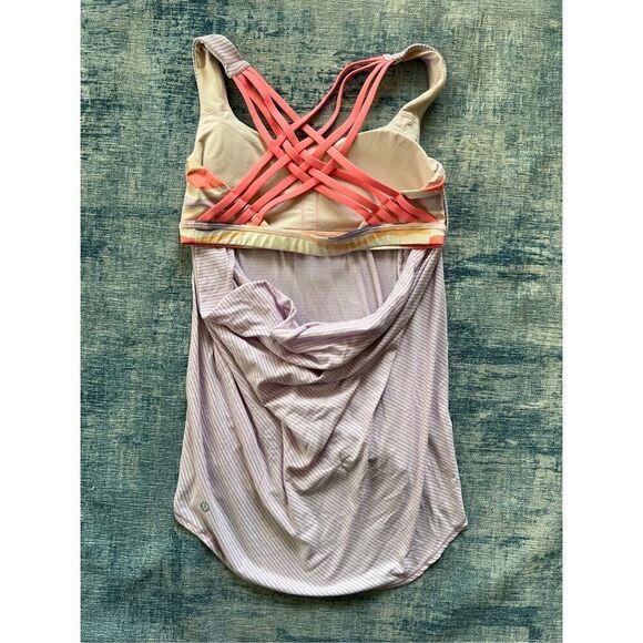 Lululemon Wild Tank Heathered Pretty Purple Bleacher Stripe White Iris Flower 4 - Picture 2 of 7